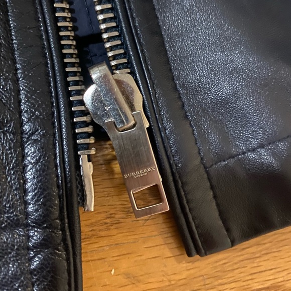 Black Burberry London Leather Bomber Jacket - Picture 3 of 6